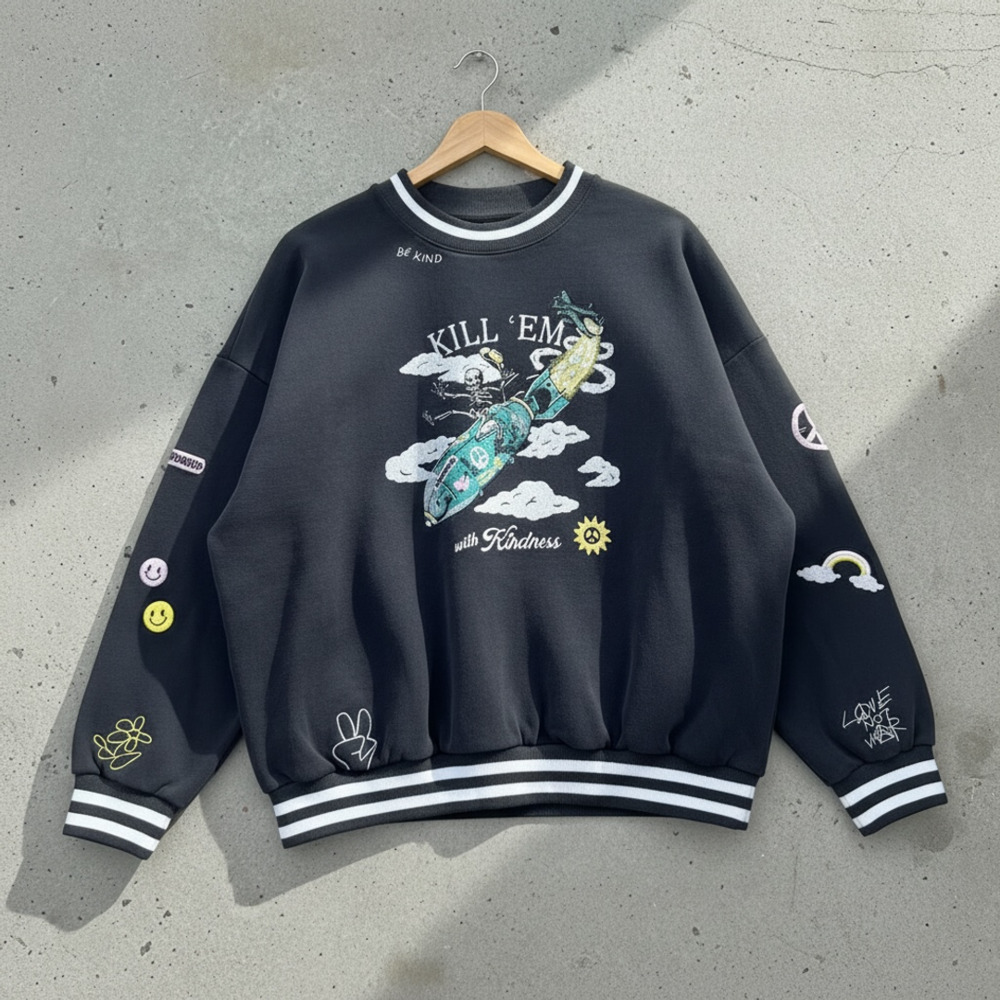 Cool Shirtz The Kindness Sweater Black Embroidered XL